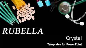  Presentation with medical pills - PPT theme having rubella-text-on-medical-background background and a black colored foreground