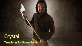  Presentation with chainsaw - Presentation theme enhanced with rudeness - armed rude assassin background and a tawny brown colored foreground