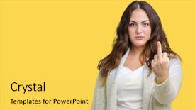  Presentation with power plug winter - Slide set featuring rudeness - beautiful plus size young woman background and a  colored foreground