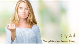 Presentation with blue - Slide set with rudeness - beautiful young woman wearing blue background and a  colored foreground