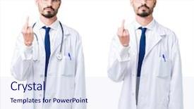  Presentation with collage medical - Slide set consisting of rudeness - collage of young doctor man background and a  colored foreground