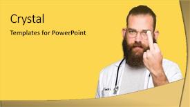  Presentation with being new doctor - PPT theme with rudeness - young blond doctor man background and a  colored foreground