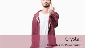  Presentation with isolated paw prints over white - PPT theme featuring rudeness - young handsome man over isolated background and a  colored foreground