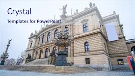  Presentation with art gallery - Amazing slide deck having rudolfinum music hall and art backdrop and a sky blue colored foreground