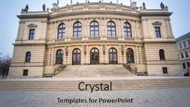  Presentation with art gallery - Slide deck with rudolfinum music hall and art background and a coral colored foreground