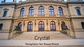  Presentation with art gallery - Beautiful theme featuring rudolfinum music hall and art backdrop and a coral colored foreground