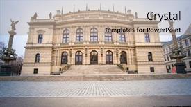  Presentation with art gallery - Slide deck enhanced with rudolfinum music hall and art background and a coral colored foreground