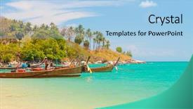  Presentation with hang - Amazing presentation theme having ruea hang yao in phuket backdrop and a light blue colored foreground