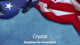  Presentation with american flag - Beautiful PPT theme featuring ruffle - american flag on blue background backdrop and a teal colored foreground