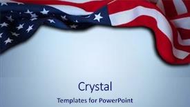  Presentation with 3d figure american flag - Slide set enhanced with ruffle - american flag on blue background background and a sky blue colored foreground