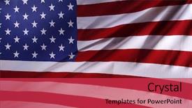  Presentation with american flag - Colorful presentation theme enhanced with ruffle - closeup of rippled american flag backdrop and a red colored foreground