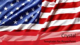  Presentation with american flag - Cool new theme with ruffle - closeup of rippled american flag backdrop and a  colored foreground