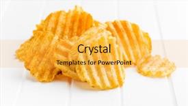  Presentation with food potato spicy chips crisps snacks - Colorful slide set enhanced with ruffle - crinkle cut potato chips backdrop and a yellow colored foreground