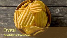  Presentation with food potato spicy chips crisps snacks - Colorful slide deck enhanced with ruffle - crinkle cut potato chips backdrop and a tawny brown colored foreground