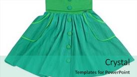  Presentation with green and white - Theme having ruffle - green skirt isolated on white background and a teal colored foreground