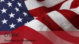  Presentation with american flag - Presentation theme having ruffled cotton american flag background and a crimson colored foreground