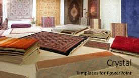 Presentation with exhibition - Presentation design having rug - arabic carpet shop exhibition colorful background and a coral colored foreground