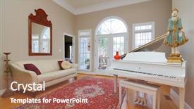  Presentation with living room - Presentation design having rug - interior of a household living background and a coral colored foreground