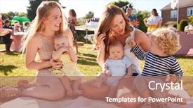  Presentation with mothers - Beautiful PPT theme featuring rug at summer garden fete backdrop and a coral colored foreground