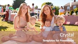  Presentation with mothers - Theme with rug at summer garden fete background and a coral colored foreground