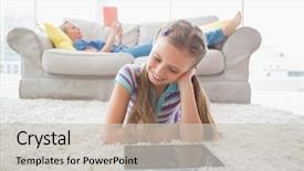  Presentation with book fair - Audience pleasing slides consisting of rug with mother reading book backdrop and a light gray colored foreground