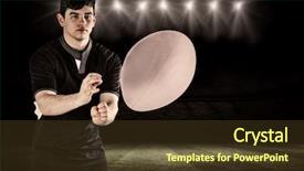  Presentation with football lights - PPT theme having rugby ball against football pitch background and a  colored foreground