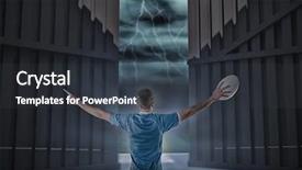  Presentation with golf player playing - Colorful presentation theme enhanced with rugby ball against football pitch backdrop and a dark gray colored foreground