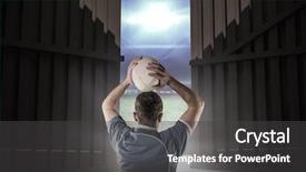  Presentation with football lights - Slide set consisting of rugby ball against football pitch background and a dark gray colored foreground