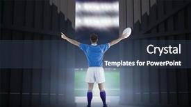  Presentation with world flags - PPT theme having rugby ball against football pitch background and a tawny brown colored foreground