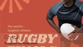  Presentation with ball sports - Slide set consisting of rugby-finals-text-in-cream background and a coral colored foreground