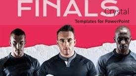  Presentation with rugby players - Slide deck with rugby-finals-text-in-white background and a coral colored foreground