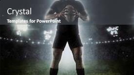  Presentation with rugby - Amazing PPT layouts having rugby-football-player-in-action backdrop and a dark gray colored foreground