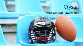  Presentation with football field - Presentation with rugby helmet with ball background and a arctic colored foreground