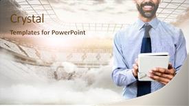  Presentation with rugby - PPT theme having rugby pitch with mist background and a cream colored foreground