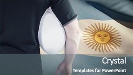  Presentation with rugby - Amazing slide set having rugby ball against argentina flag backdrop and a gray colored foreground