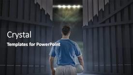  Presentation with rugby - Beautiful slide set featuring rugby player holding a rugby ball against football pitch under bright spotlights 3d backdrop and a tawny brown colored foreground