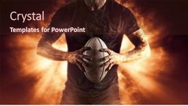  Presentation with fire ball - Presentation theme featuring rugby-player-holds-ball background and a wine colored foreground