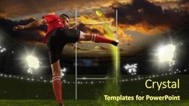  Presentation with rugby - PPT theme with rugby-player-in-action background and a tawny brown colored foreground