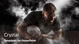  Presentation with rugby - Presentation theme enhanced with rugby-player-in-action background and a dark gray colored foreground