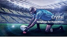  Presentation with rugby - Cool new slides with rugby player keeping ball backdrop and a ocean colored foreground