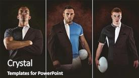  Presentation with rugby - Slide set having rugby player looking at camera background and a wine colored foreground