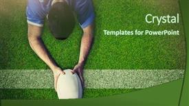  Presentation with rugby - Beautiful slide deck featuring rugby player scoring a try against pitch with line backdrop and a tawny brown colored foreground