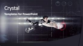  Presentation with rugby - Presentation design featuring rugby player scoring a try against spotlights background and a dark gray colored foreground
