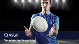  Presentation with football lights - Amazing slides having rugby player trying to catch backdrop and a  colored foreground