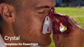  Presentation with rugby - Presentation design enhanced with rugby player with injured nose background and a tawny brown colored foreground