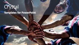  Presentation with rugby players - Slide deck enhanced with rugby-players-against-blue background and a ocean colored foreground