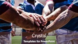  Presentation with rugby players - Beautiful theme featuring rugby-players-against-illuminated-soccer backdrop and a tawny brown colored foreground