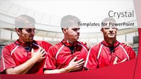  Presentation with rugby players - Slides featuring rugby-players-against-rugby-goal background and a white colored foreground