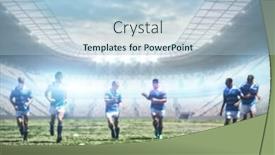  Presentation with rugby players - PPT theme consisting of rugby-players-against-soccer-stadium background and a light blue colored foreground