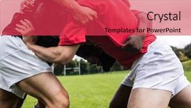  Presentation with scrum - Amazing PPT layouts having rugby players doing a scrum backdrop and a red colored foreground